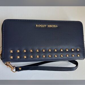 Badgley Mischka Navy Blue Studded Wristlet